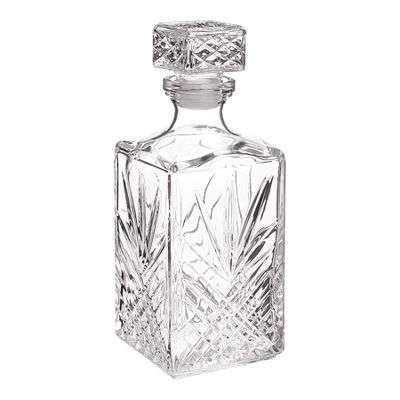 Bormioli Rocco Selecta Collection Whiskey Decanter  Sophisticated 33.75oz Diamond Decanter With Starburst Detailing  For Whiskey, Bourbon, Scotch & Liquor
