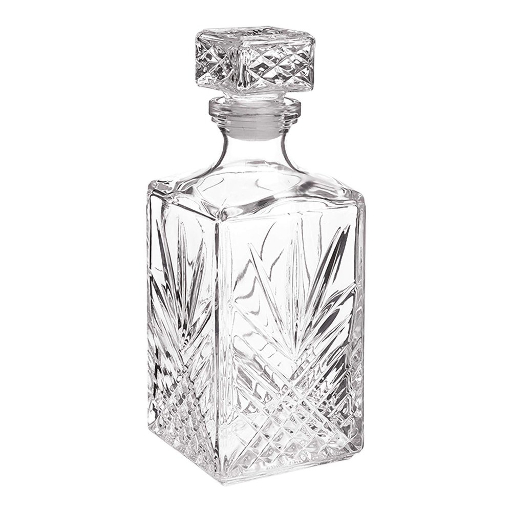 Bormioli Rocco Selecta Collection Whiskey Decanter  Sophisticated 33.75oz Diamond Decanter With Starburst Detailing  For Whiskey, Bourbon, Scotch & Liquor