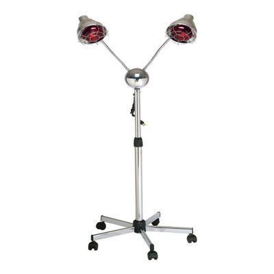 Pibbs DL957 Dual-Head Hair Processing Lamp for Salons & Spas - 500W Total, Adjustable Chrome Arms, Infrared Heat, 5-Star Rolling Base, Individually Controlled Heads, Made in USA, PIB-DL957