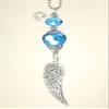 Turquoise Blue Faceted Glass with Silver Angel Wing Rear View Mirror Car Ornament Charm view 1