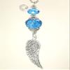 Turquoise Blue Faceted Glass with Silver Angel Wing Rear View Mirror Car Ornament Charm view 2
