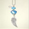 Turquoise Blue Faceted Glass with Silver Angel Wing Rear View Mirror Car Ornament Charm view 3