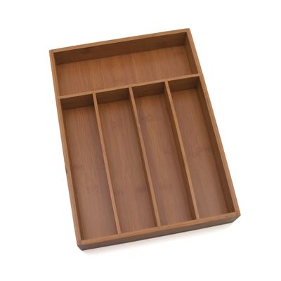 Lipper International 8876 Bamboo Wood Flatware Organizer, 5 Compartments, 10 1/2" x 14" x 2"
