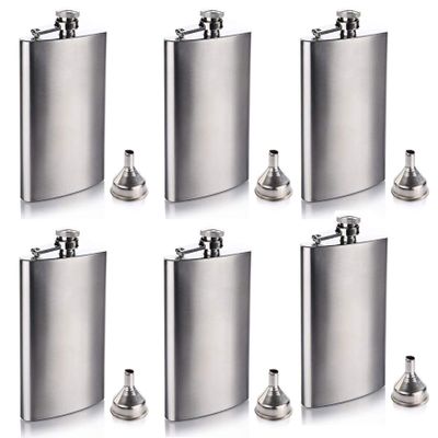 Gifts-Infinity 8 oz Hip Stainless Flask Set of 6 with Funnel