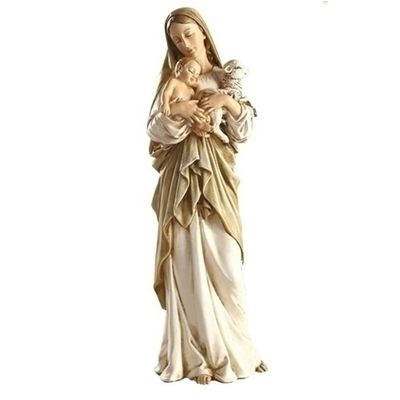 Joseph's Studio by Roman, 12" H Madonna and Child with Lamb Figure, Renaissance Collection, Home Dcor, Devout Gift