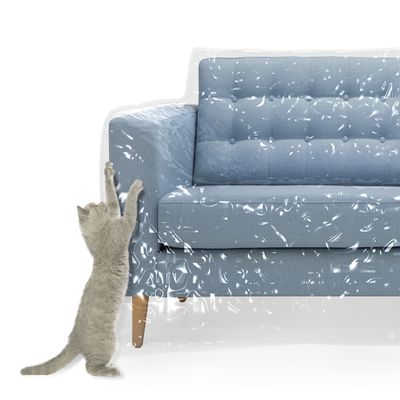 MEMINIM Plastic Couch Cover for Pets | Cat Scratching Protector Clawing Deterrent | Heavy Duty Water Resistant Thick Clear Vinyl | Sofa Slipover for Moving and Long Term Storage