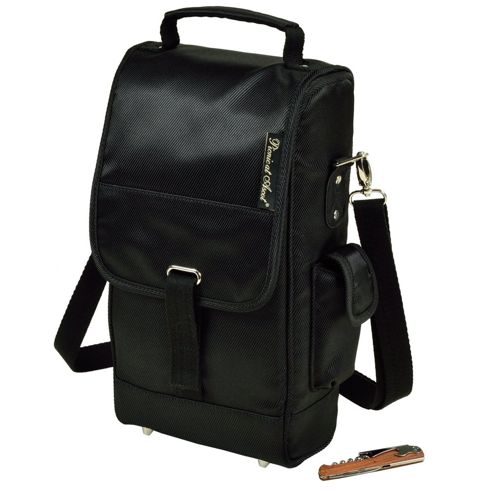 Picnic at Ascot Stylish Insulated 2 Bottle Wine Tote Bag with Corkscrew- Designed & Assembled in the USA