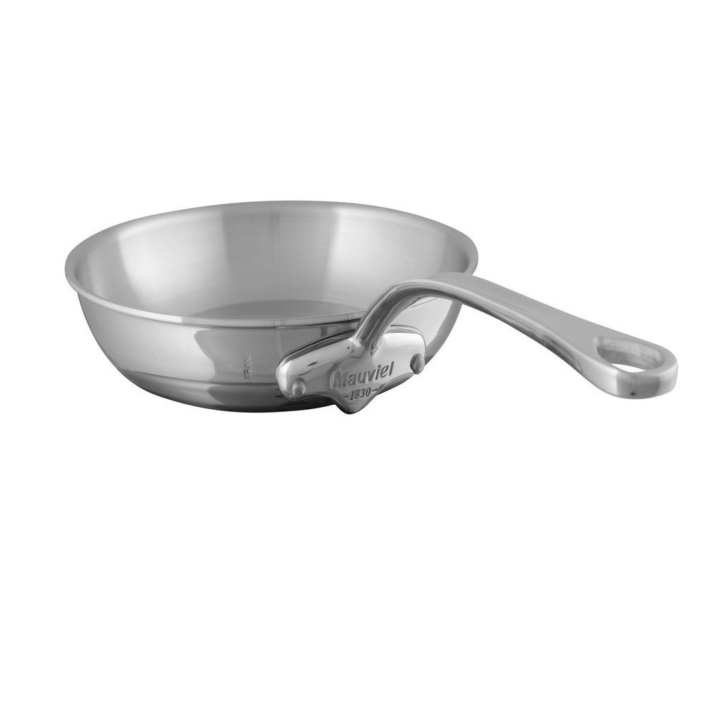 Mauviel M'Cook 5-Ply Polished Stainless Steel Frying Pan With Cast Stainless Steel Handle, 9.4-in, Made In France