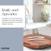 Namb Cheese Block and Knife Set  Round Acacia Wood Board Featuring Stainless Steel Details, Contemporary Tray with Spreader, Stylish Table Accent for Parties, Gatherings, and Dining view 2