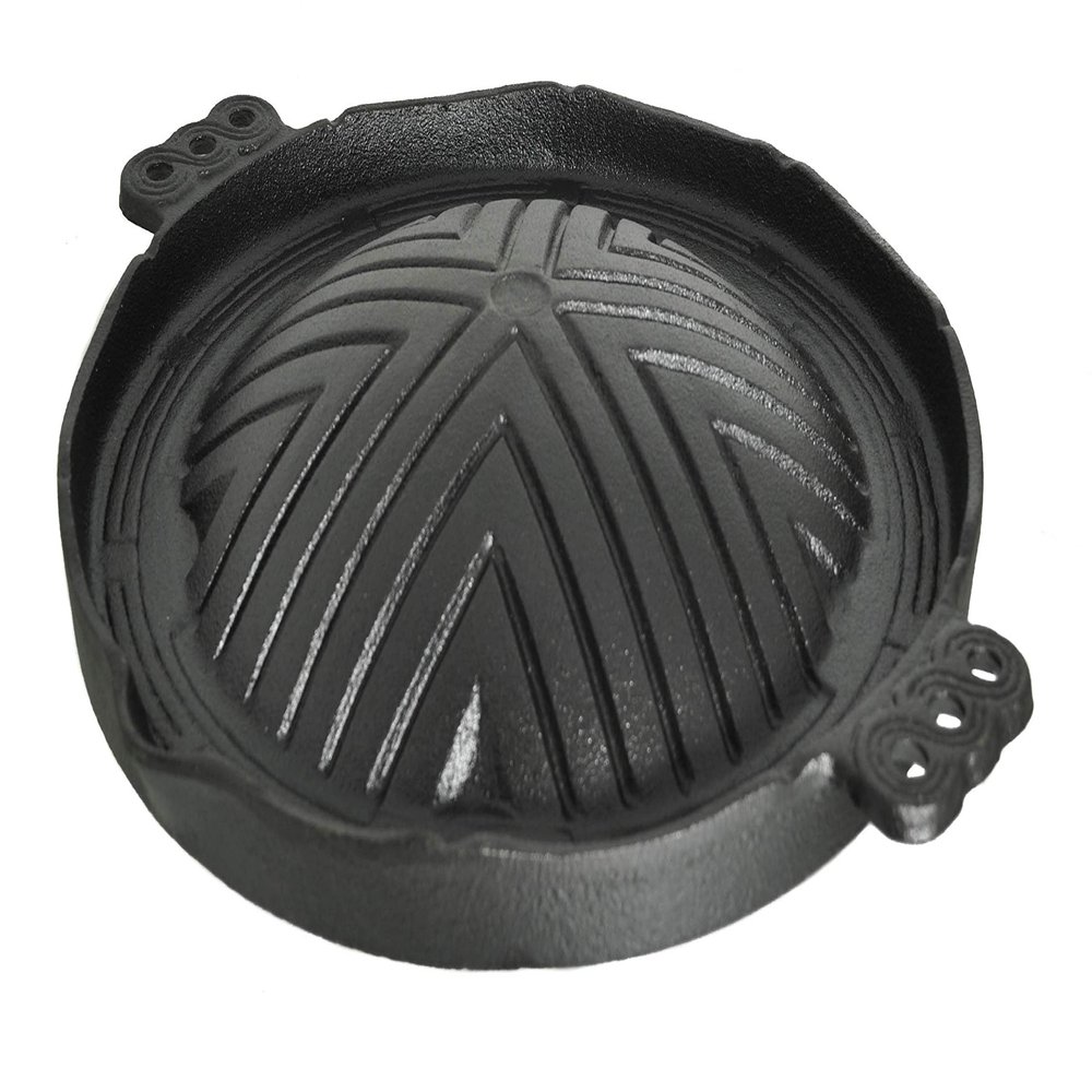 M.V. Trading Korean Traditional Cast Iron Mongolian BBQ Grill Pan Stovetop, 10 Inches x 2 Inches (25cm)