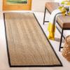 SAFAVIEH Natural Fiber Collection Runner Rug - 2'6" x 8', Natural & Black, Seagrass, Herringbone Pattern with Border (NF115C) view 1