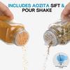 AOZITA 24 Pcs Glass Spice Jars with Labels - 4oz Empty Square Spice Bottles Containers, Condiment Pot, Shaker Lids and Airtight Metal Caps - Silicone Collapsible Funnel view 4