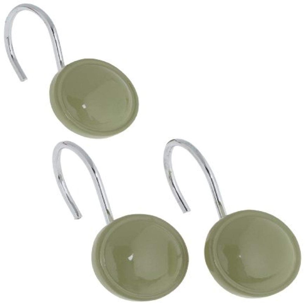 Carnation PHP-COL/42 Color Rounds Resin Shower Curtain Hooks, Sage