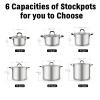 Cook N Home Stockpot Sauce Pot Induction Pot With Lid Professional Stainless Steel 8 Quart , Dishwasher Safe With Stay-Cool Handles , Silver view 2
