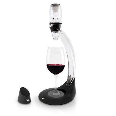 Vinturi Wine Aerator Deluxe Essential Red Wine Pourer and Decanter Tower Stand Set Easily and Conveniently Aerates Wine by the Bottle or Glass and Enhances Flavors with Smoother Finish, Black
