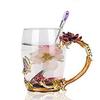 Bestbling Creative Handmade Enamel Home Decoration Enamel Flower Crystal Glass Coffee Tea Water Cup (37CL, Rose Red) view 1