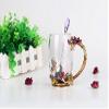 Bestbling Creative Handmade Enamel Home Decoration Enamel Flower Crystal Glass Coffee Tea Water Cup (37CL, Rose Red) view 2