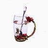 Bestbling Creative Handmade Enamel Home Decoration Enamel Flower Crystal Glass Coffee Tea Water Cup (37CL, Rose Red) view 4