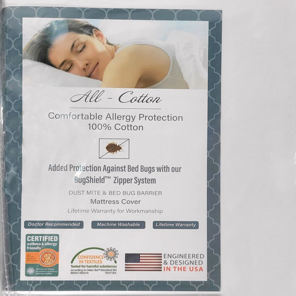 National Allergy 100% Cotton Twin Mattress Encasement 39x75x9, Hypoallergenic, Dust Proof Zippered 6-Sided Cover, Breathable, Noiseless Natural Cotton, AAFA & Oeko-TEX Certified