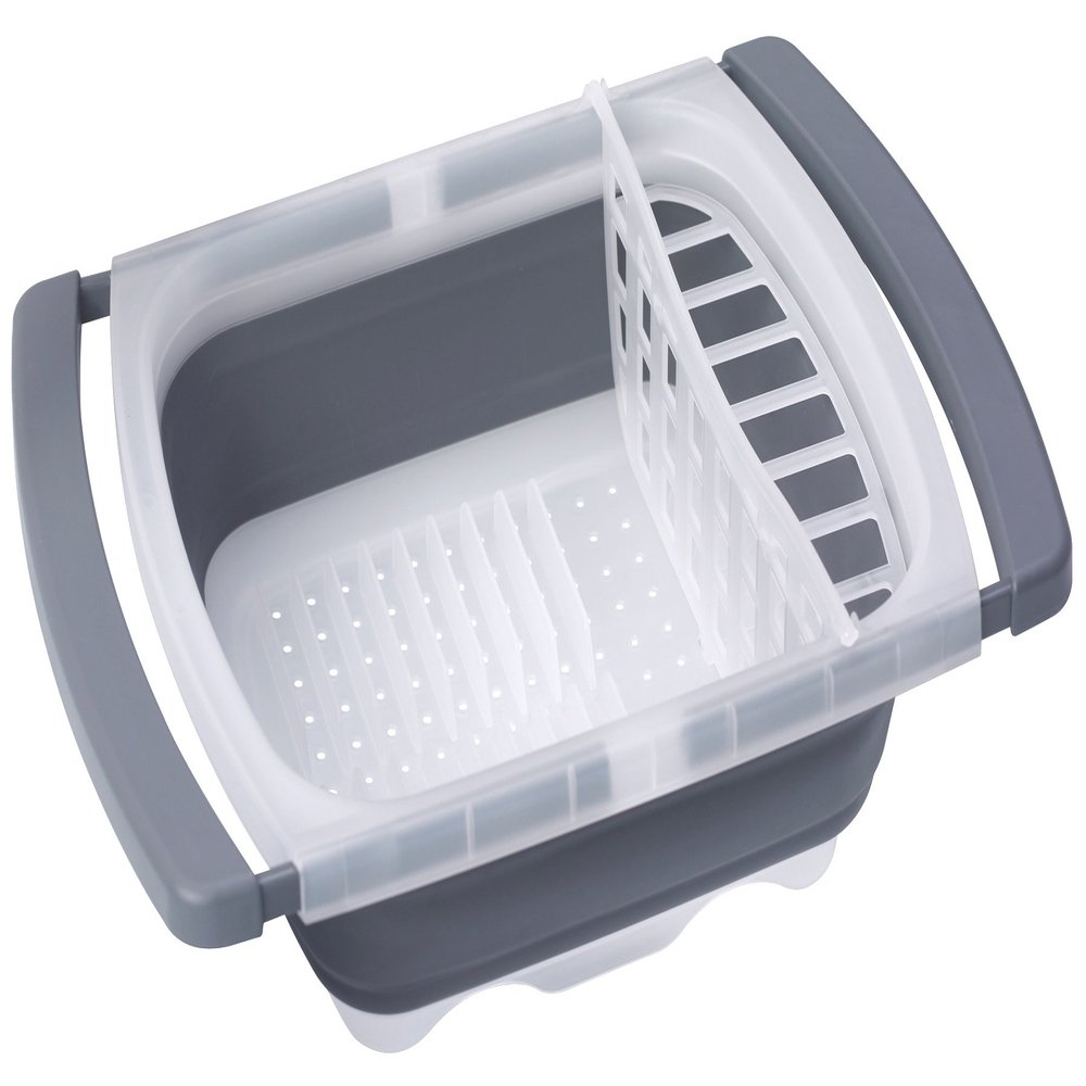 PrepWorks Collapsible Dish Drainer - Space-Saving, Expandable Dish Rack for Drying Plates, Cups, and Kitchen Utensils, Extends from 16.5" to 26.75" to Fit Over Most Sinks