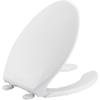 BEMIS 1950 Commercial Open Front Plastic Toilet Seat, Heavy Duty Industrial Seat with Lid, Made in USA, Elongated, White view 1