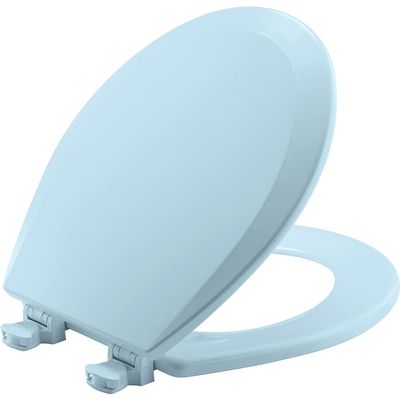 Bemis 500EC 464 Wood Toilet Seat with Easy Clean & Change Hinges, Round, Dresden Blue
