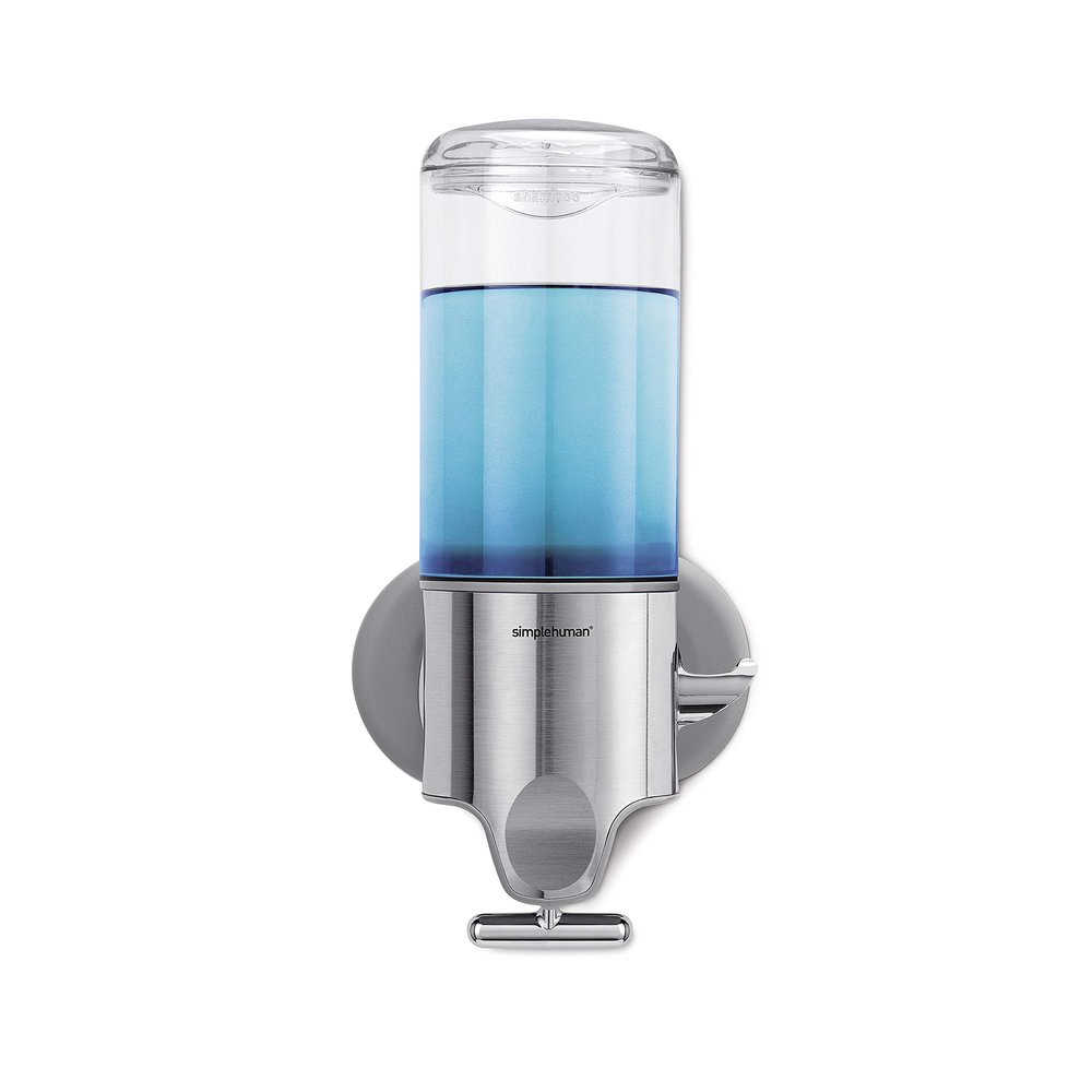 simplehuman Wall Mount Pumps, Single 15 fl. oz. Shampoo & Soap Dispenser, Stainless Steel