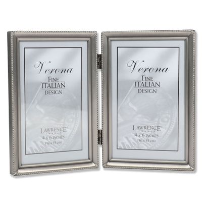 Lawrence Frames Bead Border Design, 4x6 Double, Pewter