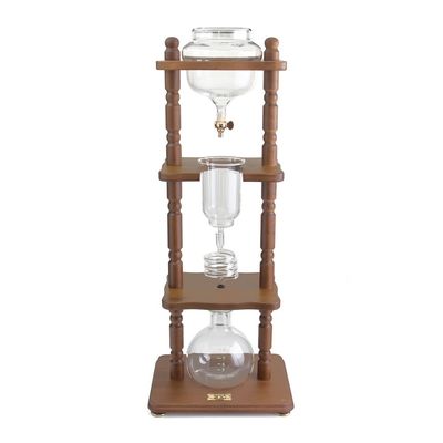 Yama Cold Brew Maker I Ice Coffee Machine With Slow Drip Technology I Makes 6-8 cups (32oz), Large Capacity Cold Brew Coffee Tower, Brown Wood Curved Frame