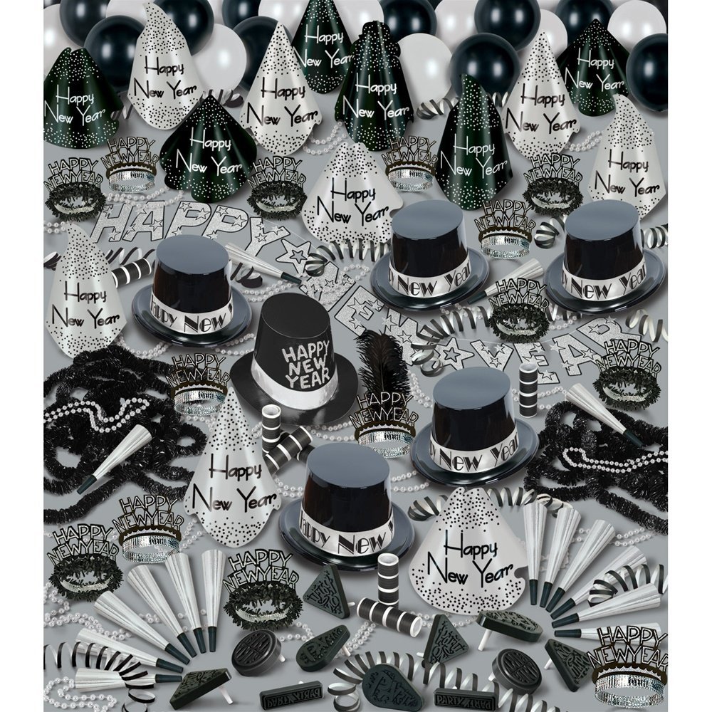 Beistle Silver Bonanza Assortment for 100, New Year's Eve Party Kit