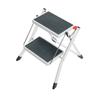 Hailo MK60 Mini Steel Step Stool - Two Large Anti-Slip Steps, 330 lb Capacity - Safety Release Button, Carry Handle - Easy Storage - White view 1