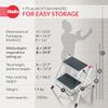 Hailo MK60 Mini Steel Step Stool - Two Large Anti-Slip Steps, 330 lb Capacity - Safety Release Button, Carry Handle - Easy Storage - White view 3