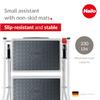 Hailo MK60 Mini Steel Step Stool - Two Large Anti-Slip Steps, 330 lb Capacity - Safety Release Button, Carry Handle - Easy Storage - White view 4