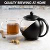 Primula Half Moon Teapot with Removable Infuser, Glass Tea Maker with Reusable Fine Mesh Stainless Steel Filter, Dishwasher Safe, 40-Ounce, Black view 2