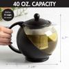 Primula Half Moon Teapot with Removable Infuser, Glass Tea Maker with Reusable Fine Mesh Stainless Steel Filter, Dishwasher Safe, 40-Ounce, Black view 4