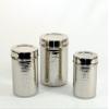 3SCompany Set of 3 canisters, stainless steel, hammered, shinny, sizes : 4.75x6 ht / 4.25x5.5 ht / 3.75x5ht inches view 1