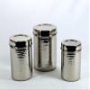3SCompany Set of 3 canisters, stainless steel, hammered, shinny, sizes : 4.75x6 ht / 4.25x5.5 ht / 3.75x5ht inches view 2