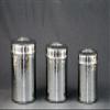 3SCompany Set of 3 canisters, stainless steel, hammered, shinny, sizes : 4.75x6 ht / 4.25x5.5 ht / 3.75x5ht inches view 4