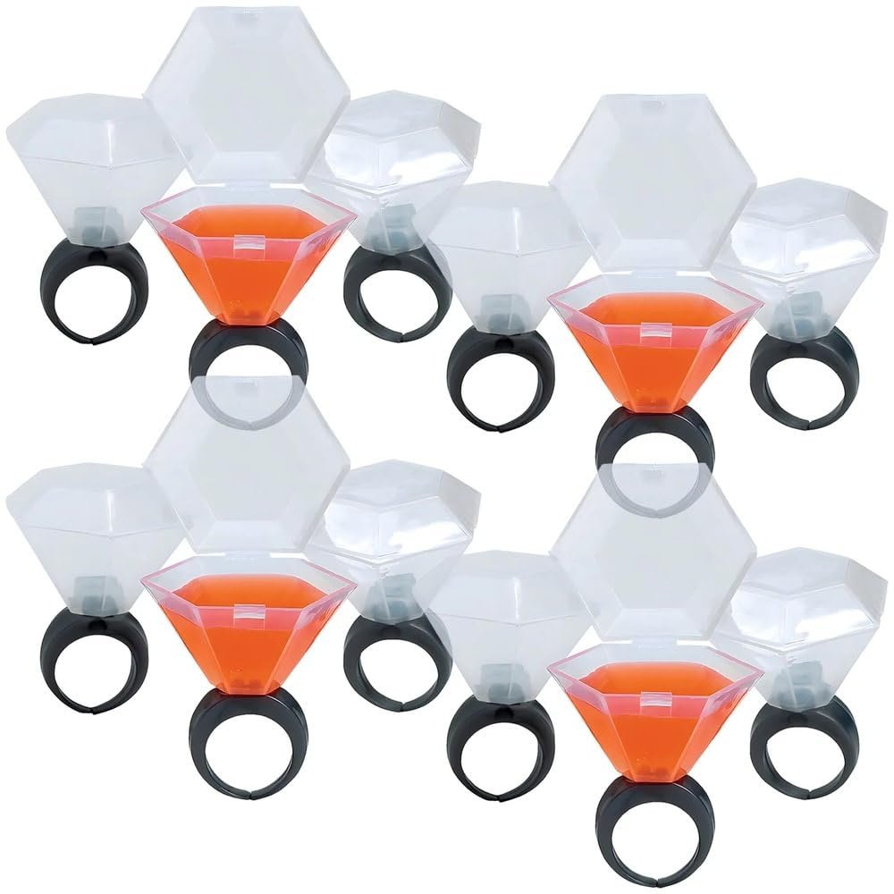 Fun Express Diamond Ring Shot Glass Wedding Party Favors Bachelorette Party Supplies Reception Bar Bride Groom Funny Wedding Gifts - 12 Pieces