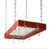 Grid Pot Rack in Red with Chrome Hooks view 1