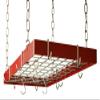 Grid Pot Rack in Red with Chrome Hooks view 2