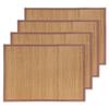 BambooMN Bamboo Slat Placemat with Brown Fabric Border - Solid Color Print - 18" x 13" - Carbonized Brown - 4pc view 1