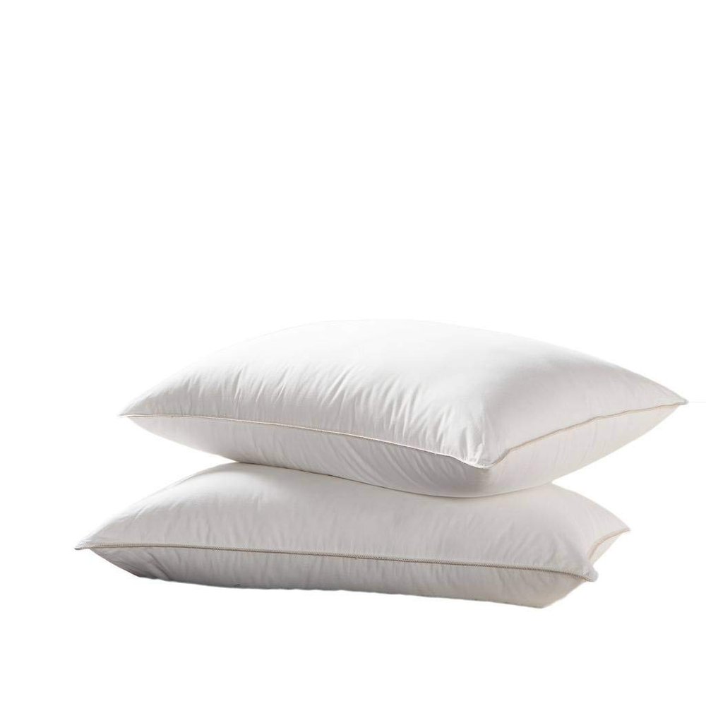 Luxurious Two (2) Goose Down Pillow - 500 Thread Count 100% Egyptian Cotton Cover, Medium Firm, Standard/Queen Size, Set of 2