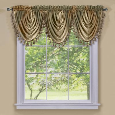 ACHIM Soft Waterfall Valance Window Curtains - 46 Inch Width, 40 Inch Length - Ombre (Earth) - Light Filtering Decorative Polyester Drapes for Bedroom Living & Dining Room Home Decor