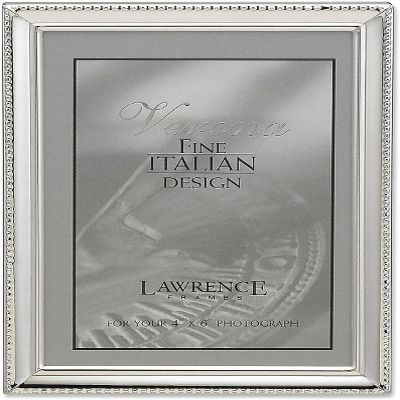 Lawrence Frames 11646 Polished Silver Plate 4x6 Picture Frame - Bead Border Design