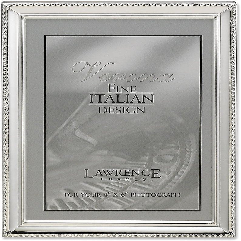Lawrence Frames 11646 Polished Silver Plate 4x6 Picture Frame - Bead Border Design