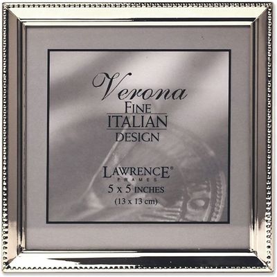 Lawrence Frames 11655 Polished Silver Plate 5x5 Picture Frame - Bead Border Design