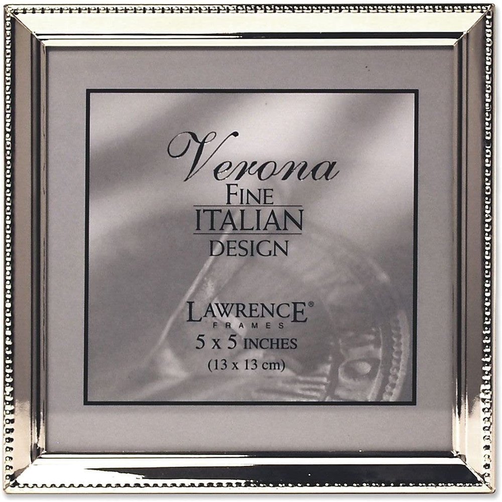 Lawrence Frames 11655 Polished Silver Plate 5x5 Picture Frame - Bead Border Design