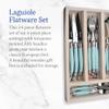 Jean Dubost JD07-13154.TQ 24 Piece Everyday Flatware Set With Handles In a Tray, Turquoise view 2