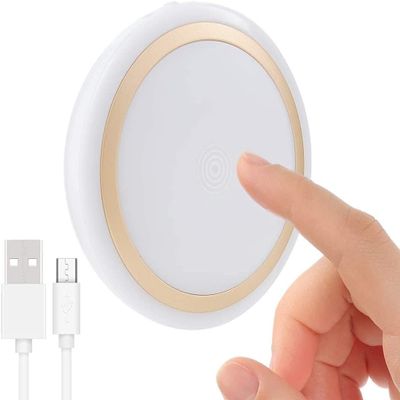 RTSU Rechargeable Touch Light with Timer, Dimmable Kids Baby Nursery Night Light Lamp, Stick-on Anywhere LED Push Tap Light for Closet Cabinet, Brightness Memory, Warm White Light